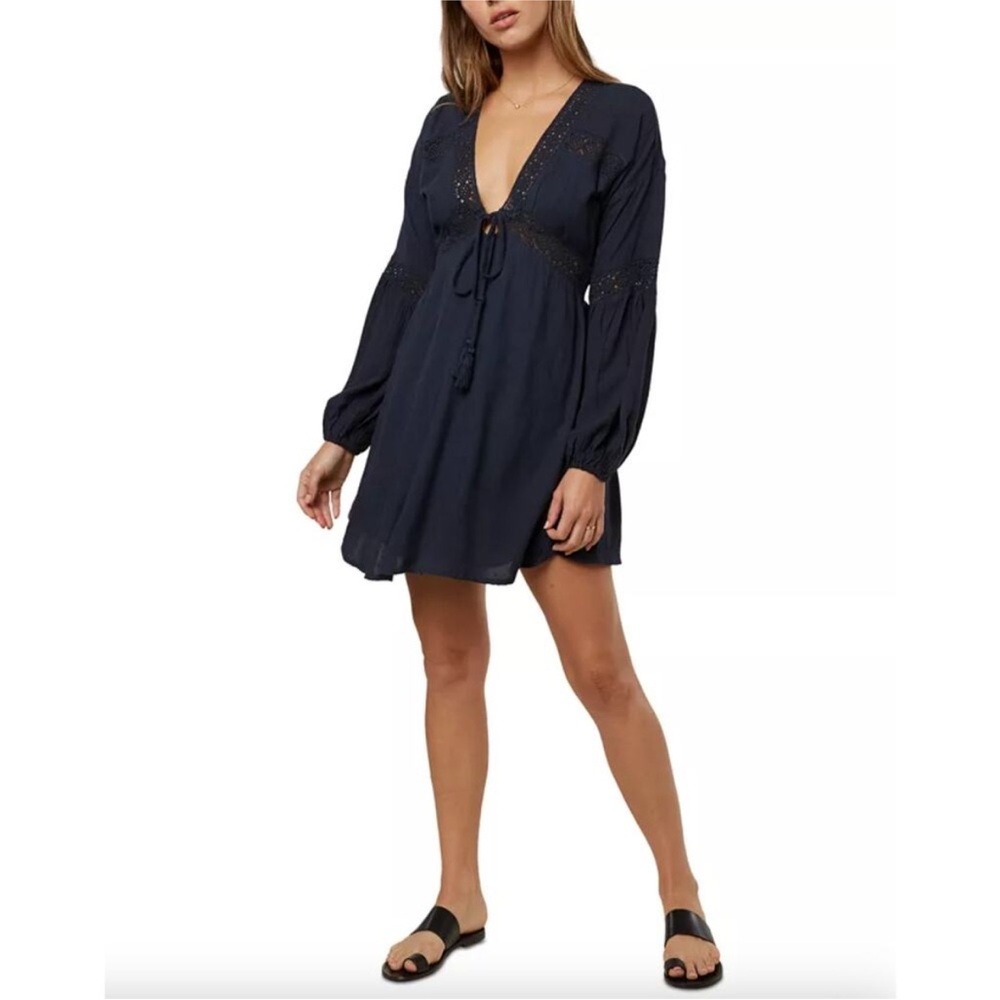 Navy Long Sleeve Mini Dress